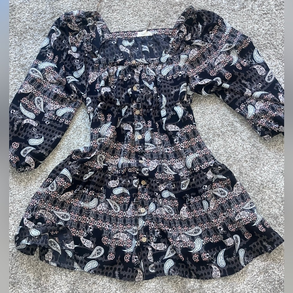 Black, Pink and White Paisley Dress